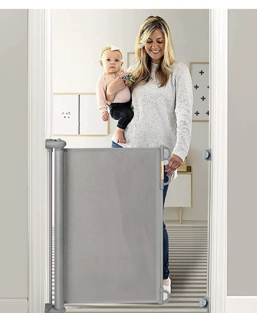 Autolock Retractable Safety Gate GRAY 55"/140cm Indoor or Outdoor