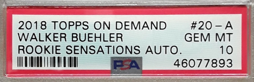 2018 Topps On Demand WALKER BUEHLER Rookie Sensations Auto Blue /10 PSA 10 POP 2 - Image 4 of 4