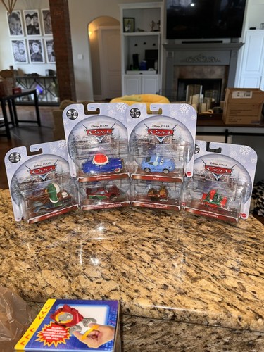 Disney Pixar Cars Christmas Kringle Snowmobile McQueen Doc Mater Sally Lot Of 6 - Picture 8 of 9