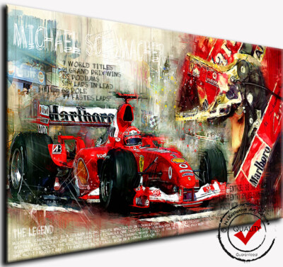 Ferrari F1 Dig. Gemälde Schumacher Bild Leinwand Michael Wandbild Formel 1 Kunst
