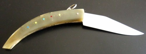 VTG RARE,BEAUTIFUL,LARGE, HAND MADE KNIFE,WITH BRASS GASKETS AND BONE HANDLE #4C - Picture 4 of 11
