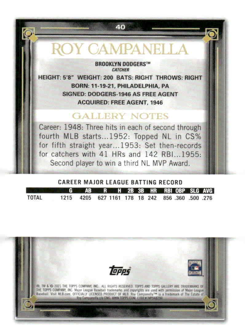 2021 Topps Gallery #40 Roy Campanella | eBay