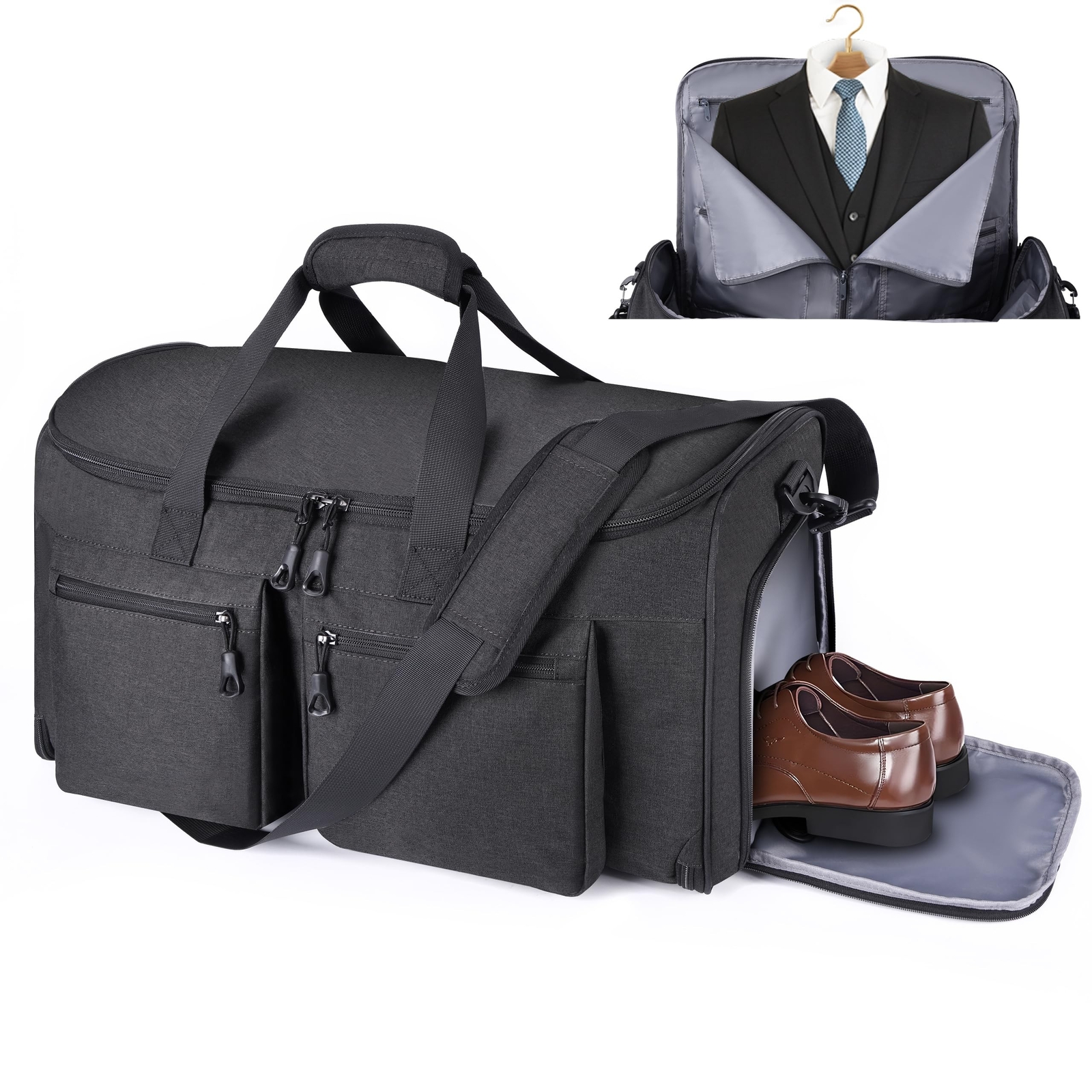 Carry On Duffle Bag with Suit Compartment & YKK Zippers for Travel-image