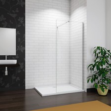 Walkin Wet Room Shower enclosure 10mm Glass Shower Cubicle and Tray Free Waste