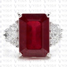 7.00ct Emerald Natural Ruby  Diamond Engagement Ring 18K White Gold Plated