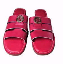 NUEVO Tommy Hilfiger Para Mujer Talla 7.5 Rojo Essy Logo Slide Sandalia Slide Preppy EE. UU.