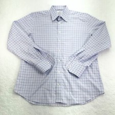 Emanuel Berg Shirt Mens Blue Purple Check Custom Chest 46.5" Length 29"