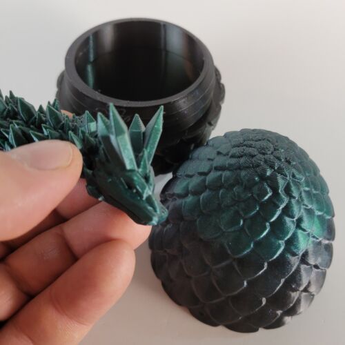 Green/Black Articulated 12" Dragon & Surprise Egg Fidget Toy, Desk/Home Decor - Picture 3 of 8