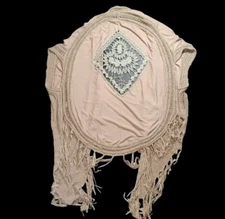 Wise Pretty 棕褐色 70 年代复古风格波西米亚风钩针编织流苏耸肩女式尺寸大号 