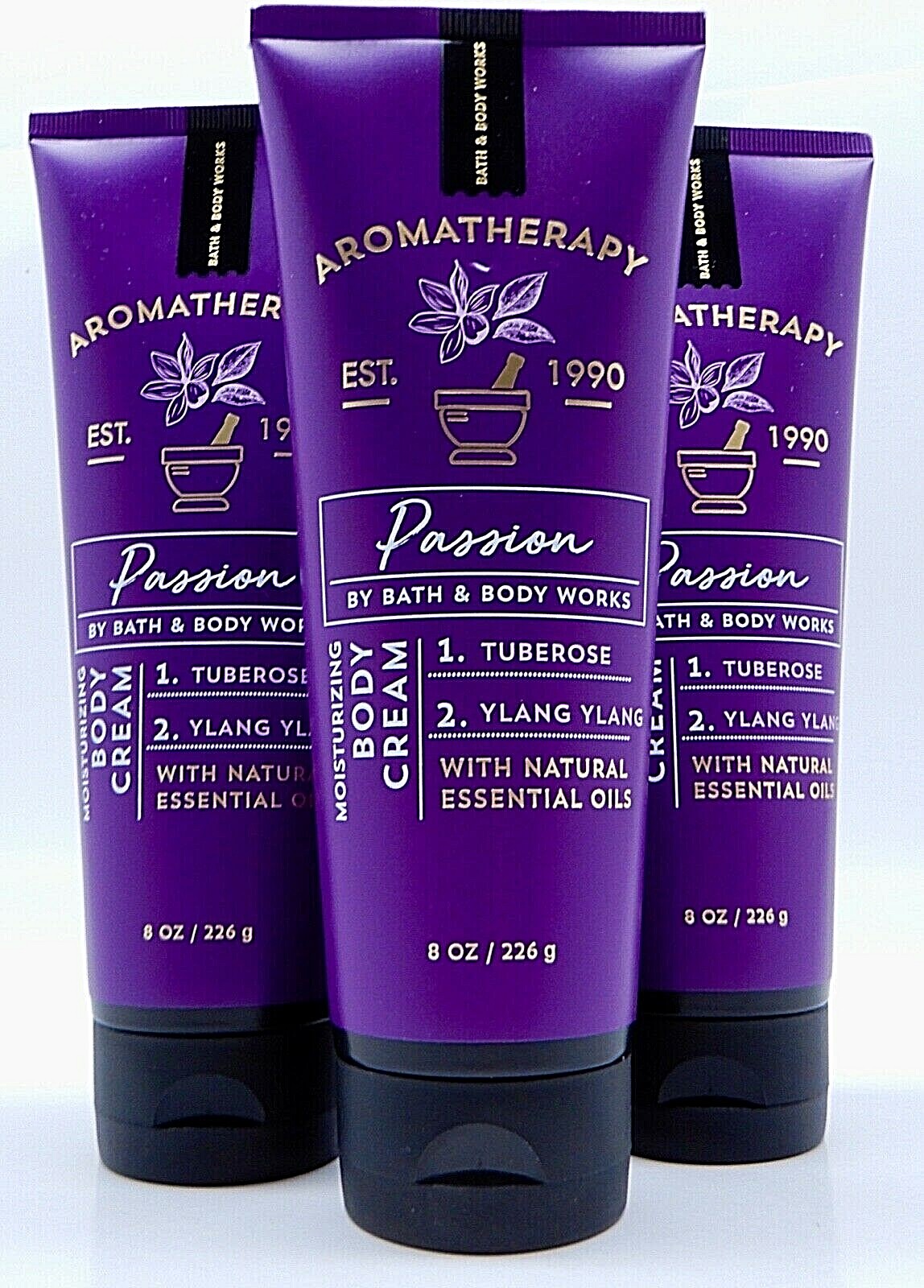 3 BATH & BODY WORKS AROMATHERAPY PASSION TUBEROSE YLANG YLANG BODY