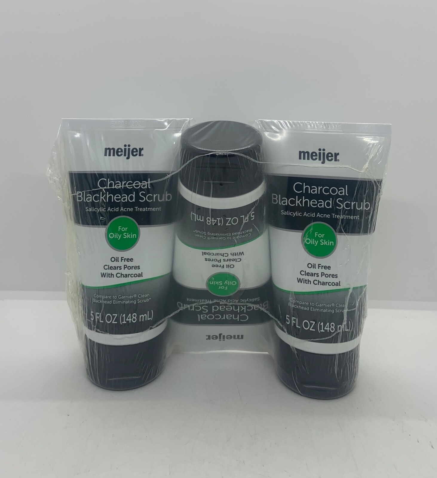 PACK OF 3 Meijer Charcoal Blackhead Scrub Acne Treatment FREE