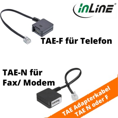 Cavo Adattatore InLine RJ11 Maschio 6P4C A TAE-F/TAE-N Femmina, 20 Cm, Nero