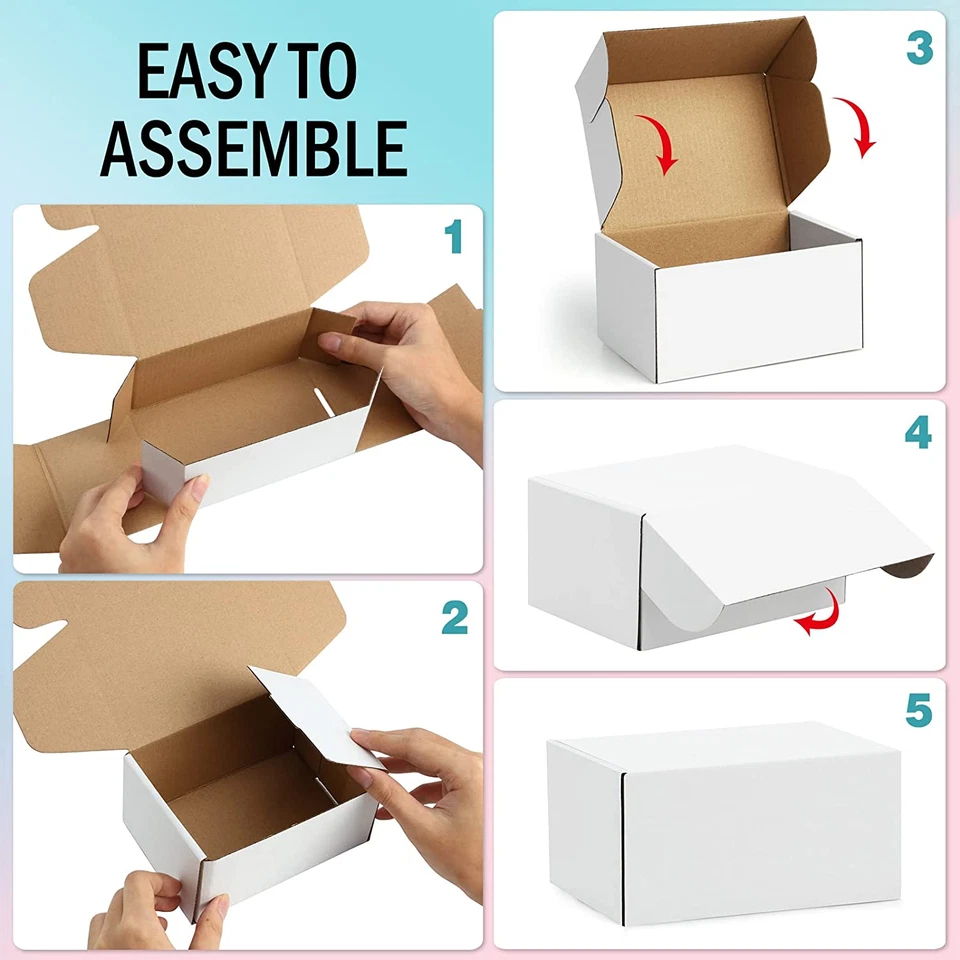 Shipping Boxes 7X5X2 Inches White Small Mailing Boxes 25 Pack Cardboard Corrugat - Image 3 of 4