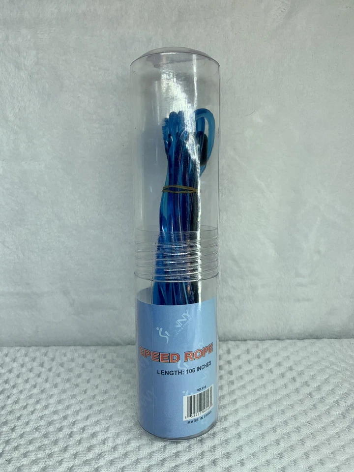 Corda de velocidade SUNNY Health & Fitness, azul 106" corda de salto longa com alças pretas - Imagem 4 de 4