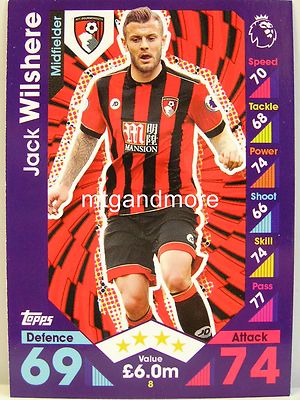 Match Attax 2016/17 Premier League - #008 Jack Wilshere - AFC Bournemouth