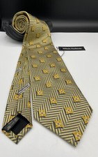 Ermenegildo Zegna Men's 100 Silk Tie  Gold  Floral Pattern  Made in Italy 
