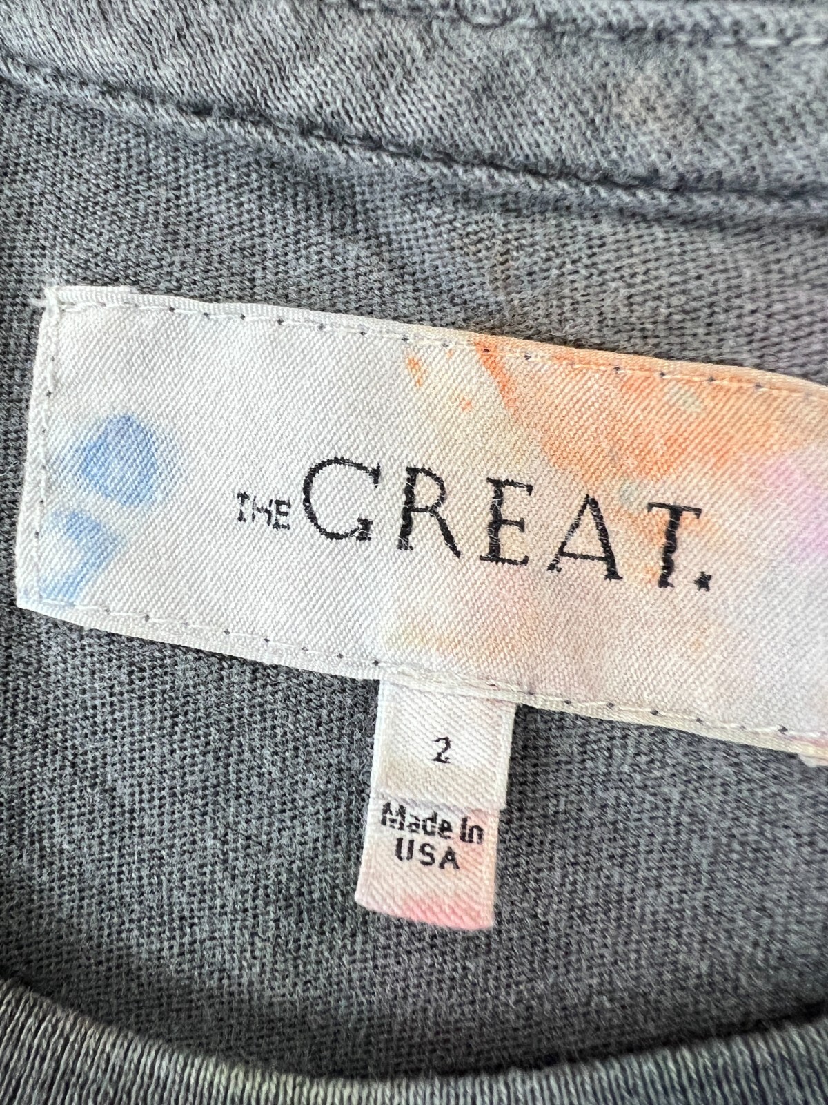 The Great Women's Crew Neck Short Sleeve T-Shirt Gray Size 2 USA Made *READ