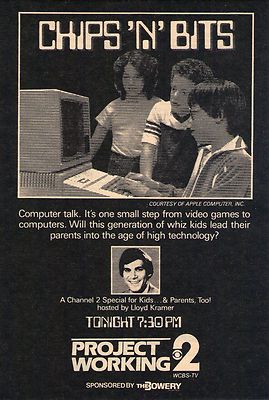 1983 Tv Ad~LLOYD KRAMER hosts CHIPS N BITS~WCBS in NEW YORK~APPLE COMPUTOR