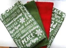 Design Imports DII Kitchen Christmas Holiday Greeting Dishtowels Set of 4