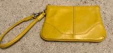 ili New York Genuine Leather Yellow Wristlet Wallet Purse