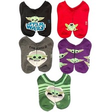 New Star Wars Mandalorian No Shows Socks Boys Size 3.5-7.5 Multi-Color 5 Pairs