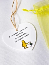 Winnie-the-Pooh & Piglet Ceramic Heart Hanging Ornament Decoration Collectible