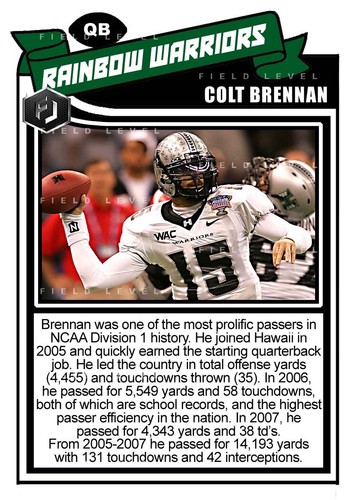 ACEO COLT BRENNAN HAWAII RAINBOW WARRIORS CUSTOM HAND MADE ART CARD - Picture 2 of 2