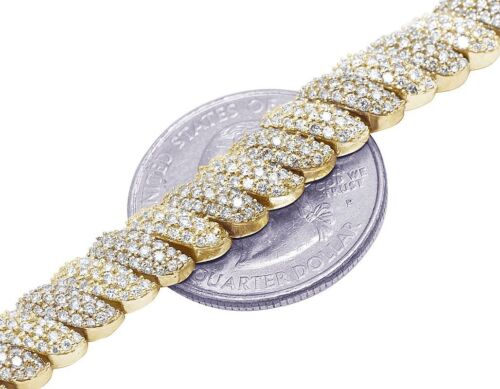 Macaroni Link 6 2/5 CT Real Diamond Tennis Bracelet Gold 7MM 8" - Picture 2 of 8