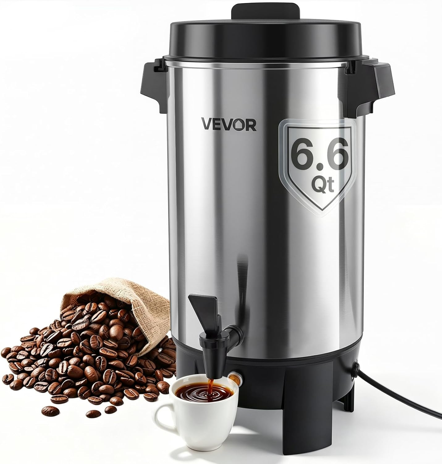 Commercial Coffee Urn, 40 Cups, 6.3 Qt 1090W Hot Beverage Dispenser
