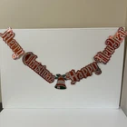 Vintage Merry Christmas Happy New Year Aluminum Tin Foil Banner Garland Sign 46"
