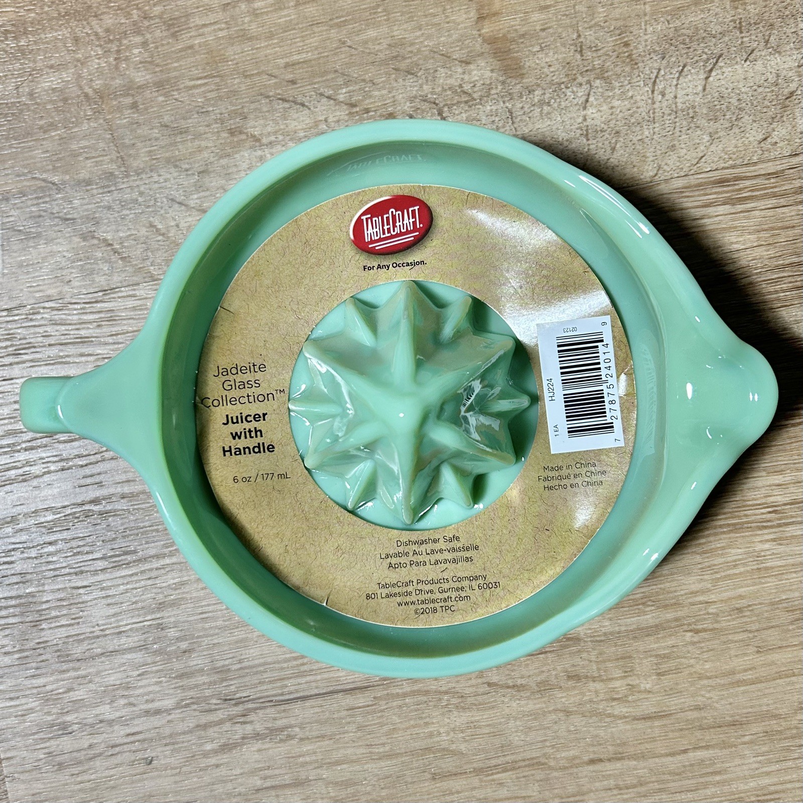 Tablecraft Jadeite Juicer Reamer NWT Lemon Orange Citrus w/ Handle Glass