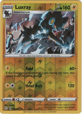 LUXRAY 033/072 SHINING FATES POKEMON (REVERSE HOLO, NM)
