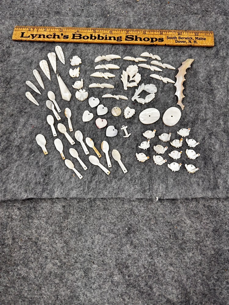 antique MOP mother of pearl charms findings lot 60 pcs original 