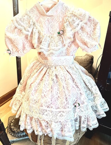Vintage Pazazz Festzug Kleid Gr. 6 Vollkreis Party Rüschen Spitze Lagenlook Rüschen Rosa