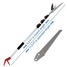 Tree Pruner Extendable 4.5-11.5 FT, Tree Trimmer Telescoping with 4 Section, ...