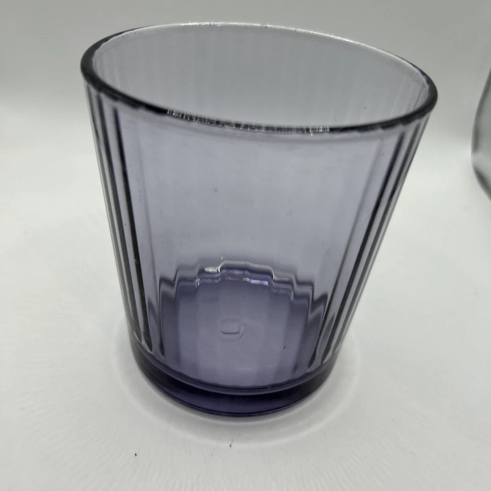 3 Vintage Pasabahce Vertical Line Optic Drinking  Glassware amethyst - Image 3 of 4
