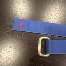 Vintage Polo Ralph Lauren Blue Nylon D-Ring Belt 40  Grosgrain