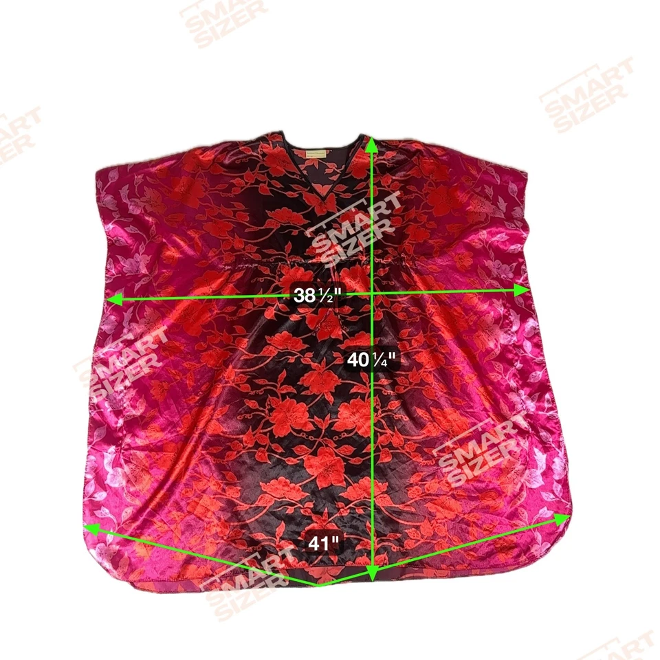 复古 Bobbie Brooks 缎面长衫女式均码红色花卉睡衣领带腰 Y2K — 第 4/4 张图片