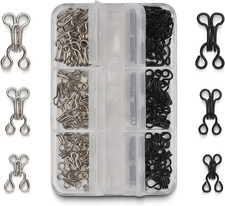 72 Pairs Hook and Eye Sewing Kit Bra Hooks Replacement Black Silver Sizes