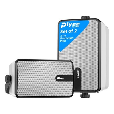 Plyee Audio 250W Outdoor Bluetooth Speakers, Wireless Sync Between White 