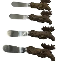 Vintage 1999 Moose Head FolkCraft 4-Piece Cheese Spreader Set