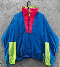 Vintage Columbia Intertrainer Windbreaker Jacket Mens Medium Colorblock 90s Neon