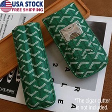 Leather Cigar Holder Case Humidor Hold 2 Cigars Green