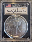 2022 First Day American Silver Eagle - PCGS MS70 FDOI - Designer Damstra Signed