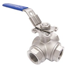 3/4" Stainless Steel 316 3-Way Ball Valve - T Port, With Mounting Pad 1,000PSI