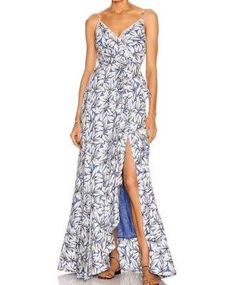 Jonathan Simkhai Ava Floral Linen Blend Wrap Maxi Dress Gown Size 4 Romantic