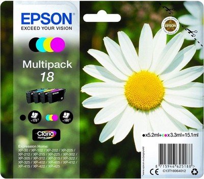 Epson 18 Claria Home Tintenpatronen Tinte Multipack Schwarz/Cyan/Magenta/Gelb