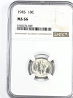 1945 Mercury Dime : NGC MS66
