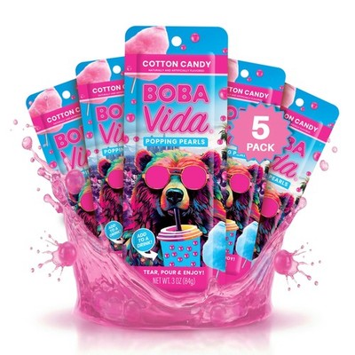 Bobavida Super Cotton Candy Boba Pearls 5 Pack with Straws  Sweet CarnivalIns...