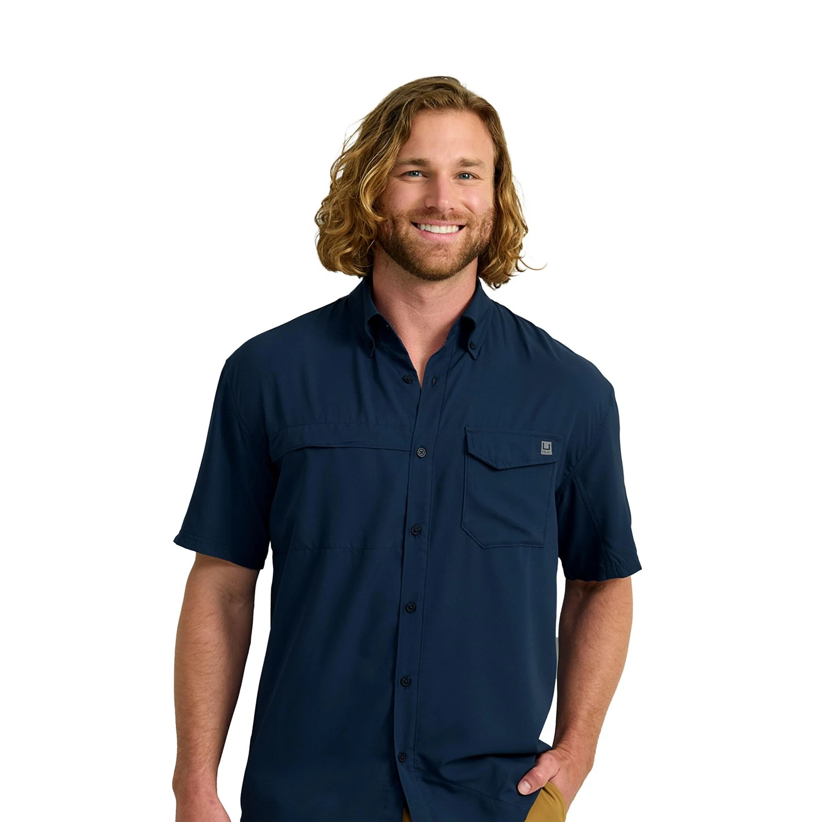 Huk Men's Tide Point Button Down Shirt UPF 30 Quick Dry Fishing Shirt
